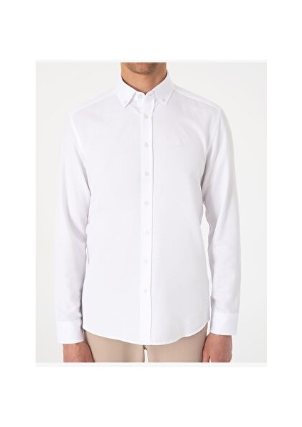 Beyaz Slim Fit Uzun Kollu Gömlek