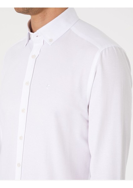 Beyaz Slim Fit Uzun Kollu Gömlek