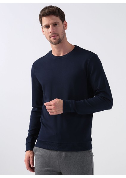 O Yaka Düz Lacivert Erkek Sweatshırt Aubın 1 modelleri
