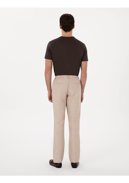 Açık Kahverengi Slim Fit Keten Karışımlı Pantolon fırsatları