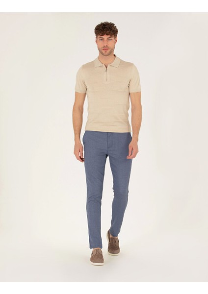 Açık Mavi Slim Fit Kanvas Pantolon