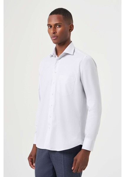 Erkek Regular Fit Klasik Gömlek Açık-Gri GM23K232055_D54