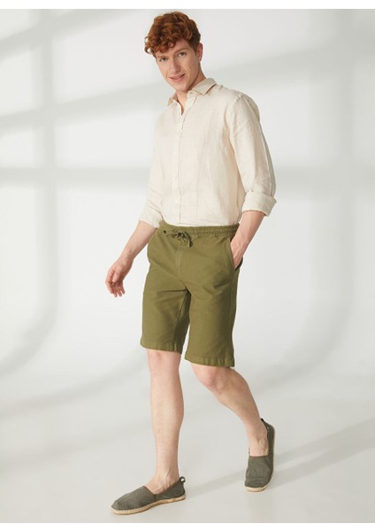 Normal Bel Slim Fit Yeşil Erkek Bermuda Şort A261OSLOPHILIPB