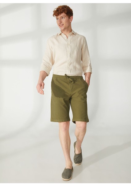 Normal Bel Slim Fit Yeşil Erkek Bermuda Şort A261OSLOPHILIPB