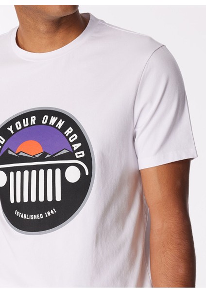 Bisiklet Yaka Baskılı Kırık Beyaz Erkek T-Shirt J4SM-TST7241 fırsatları