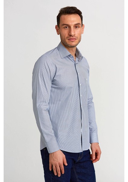 Erkek Regular Fit Klasik Gömlek Lacivert GM23K232013_D39