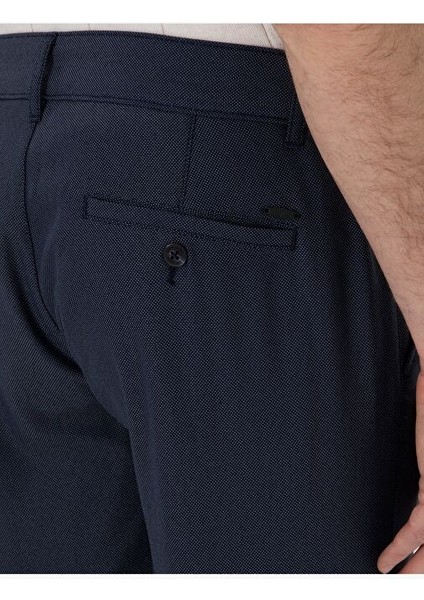 Lacivert Slim Fit Beli Lastikli Kanvas Pantolon