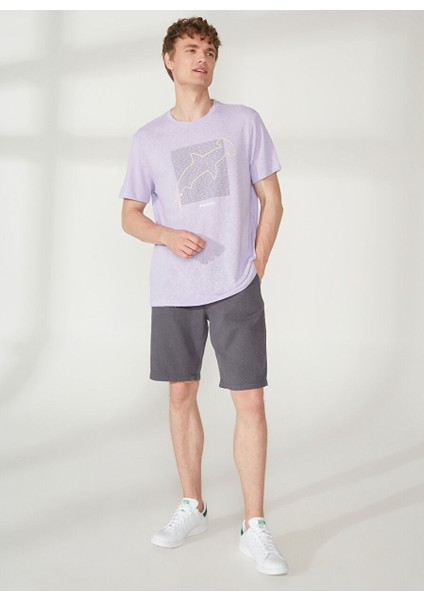 Bisiklet Yaka Baskılı Lila Erkek T-Shirt Hammer fiyatları
