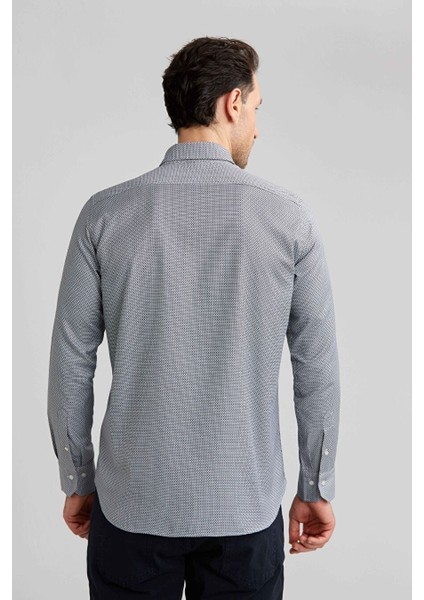 Erkek Regular Fit Desenli Spor Gömlek Gri GM23K232040_D55