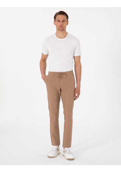 Kahverengi Slim Fit Kanvas Pantolon