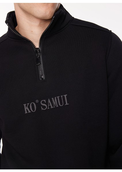 Kapüşon Yaka Siyah Erkek Sweatshırt Szw G540 Rekst_reflector Regular