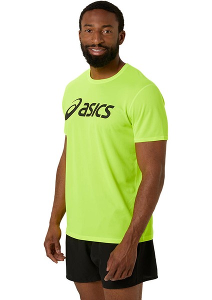 2011C334-750 Core Asıcs Top Sarı Erkek Yuvarlak Yaka Normal Kalıp Baskılı T-Shirt