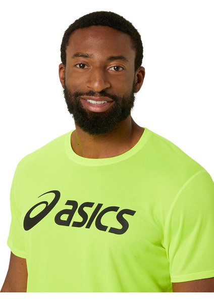 2011C334-750 Core Asıcs Top Sarı Erkek Yuvarlak Yaka Normal Kalıp Baskılı T-Shirt