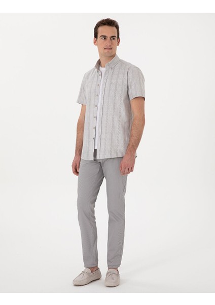 Gri Slim Fit Kanvas Pantolon