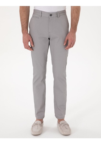 Gri Slim Fit Kanvas Pantolon