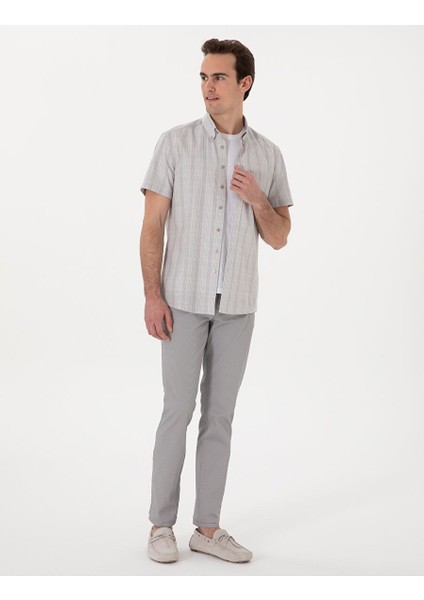Gri Slim Fit Kanvas Pantolon