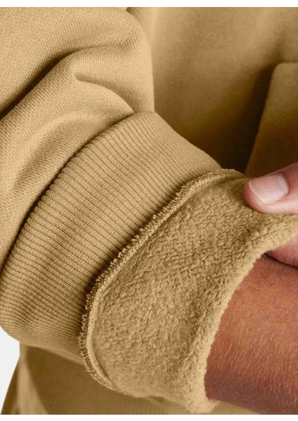 Kahve Erkek Kapüşon Normal Düz Sweatshirt 1386552-263 Ua Icon Hwt Flc Wash Os