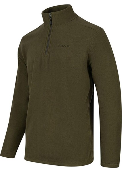 Cedric Erkek Yarım Fermuarlı Ince Polar Sweatshirt Haki