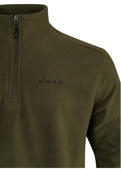 Cedric Erkek Yarım Fermuarlı Ince Polar Sweatshirt Haki