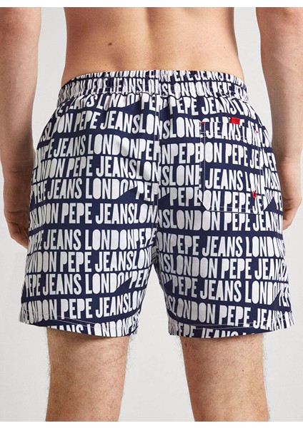 Lacivert Erkek Normal Baskılı Şort Mayo PMB10384 595 Ao Logo Swımshort modelleri