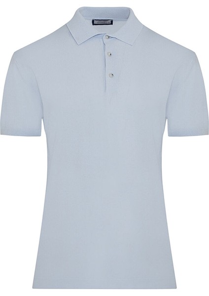 Mavi Regular Fit Düz Polo Yaka Rayon Triko Tişört