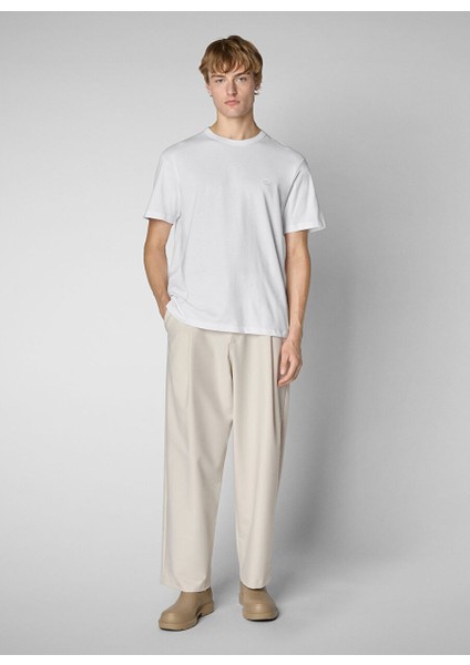 Beyaz Erkek Normal Düz T-Shirt DT1194MMESY1900002 Bram Beyaz
