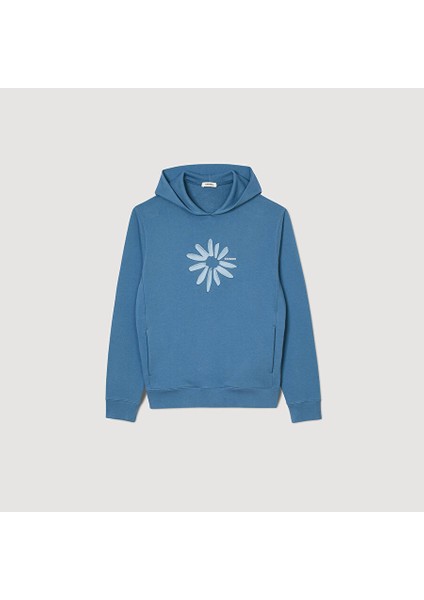 Baskılı Mavi Sweatshirt