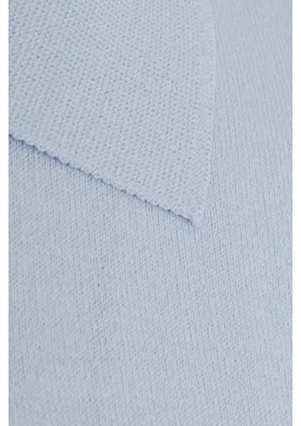 Mavi Regular Fit Düz Polo Yaka Rayon Triko Tişört