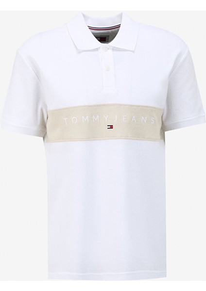 Çizgili Beyaz Erkek Polo T-Shirt DM0DM18315YBR