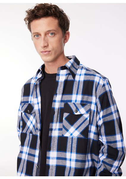 Slim Fit Gömlek Yaka Siyah Erkek Gömlek UMA23134CA
