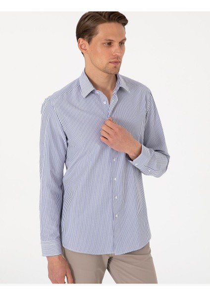 Mavi Slim Fit Uzun Kollu Gömlek