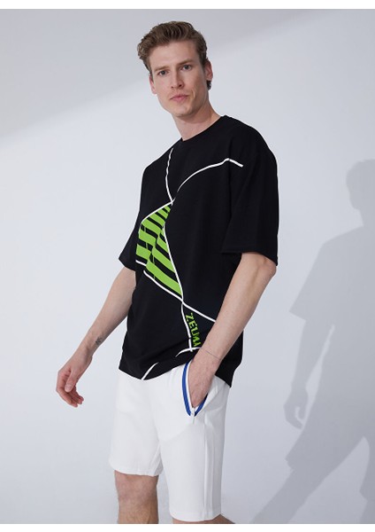 O Yaka Düz Siyah Erkek T-Shirt Parısı