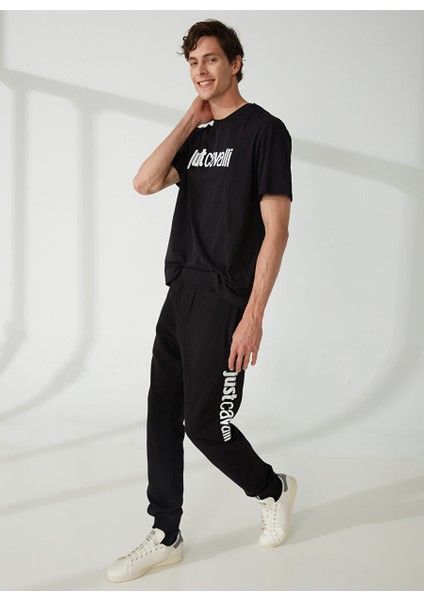 Lastikli Bel Slim Fit Siyah Erkek Eşofman Altı 74OBAG00CF300899