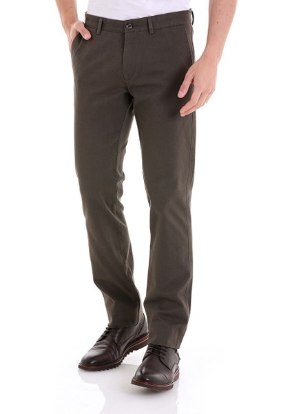 Haki Regular Fit Düz Yandan Cepli Basic Kanvas Pantolon