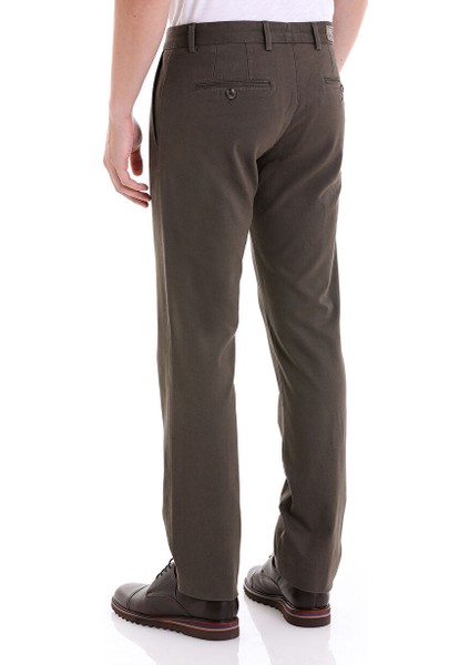 Haki Regular Fit Düz Yandan Cepli Basic Kanvas Pantolon