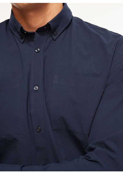 Lacivert Erkek Düğmeli Regular Fit Gömlek FC3WM-GML323
