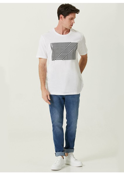 Bisiklet Yaka Beyaz Erkek T-Shirt 1086160 fiyatları
