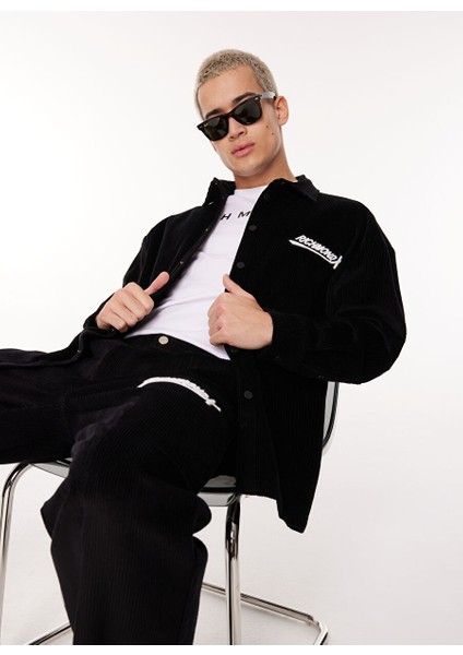 Slim Fit Gömlek Yaka Siyah Erkek Gömlek UMA23111CA modelleri
