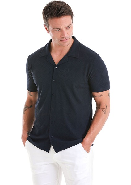 Lacivert Regular Fit Jakarlı Polo Yaka Pamuklu Tişört fırsatları