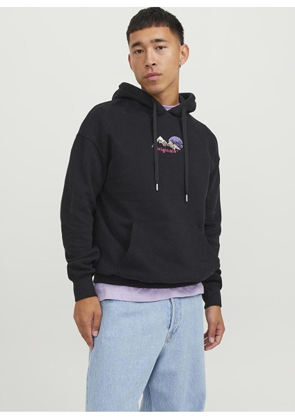 Kapüşon Yaka Siyah Erkek Sweatshırt 12242357_JORSILVERLAKE Sweat Hood