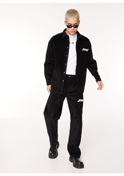 Slim Fit Gömlek Yaka Siyah Erkek Gömlek UMA23111CA indirimleri