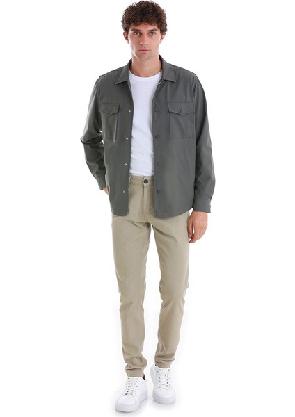 Haki Slim Fit Ceket Yaka Overshirt Gömlek fiyatları