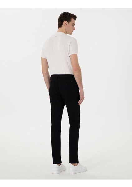 Siyah Slim Fit Beli Lastikli Kanvas Pantolon fırsatları