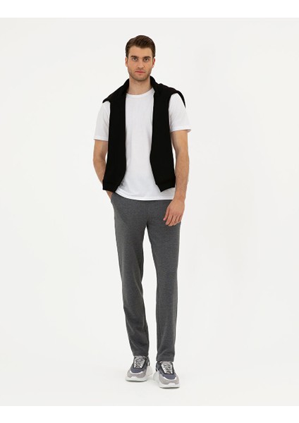 Antrasit Melanj Slim Fit Eşofman Altı