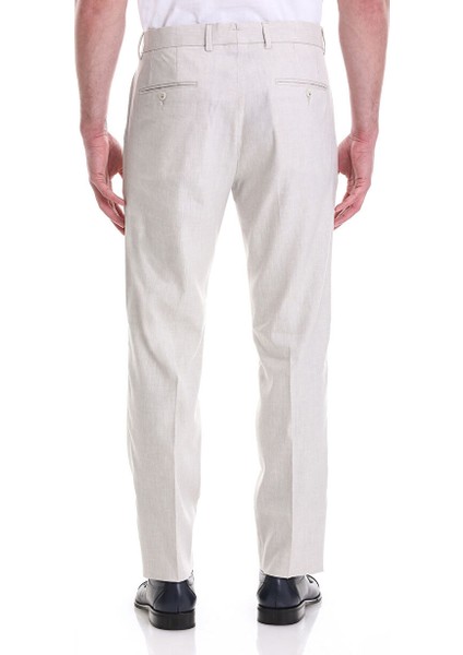 Bej Slim Fit Düz Yandan Cepli Keten Pantolon indirimleri