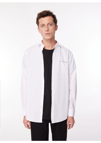 Slim Fit Gömlek Yaka Beyaz Erkek Gömlek UMA23135CA