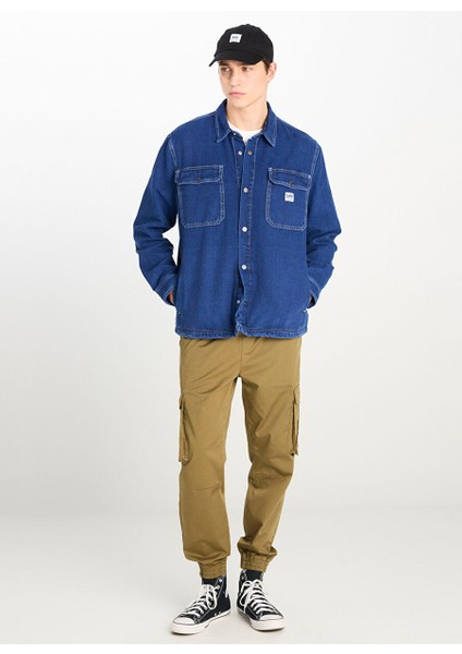 Şeffaf Erkek Relaxed Denim Gömlek L68D5556591 Renksiz Denim Gömlek