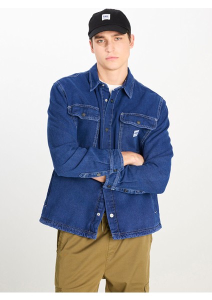 Şeffaf Erkek Relaxed Denim Gömlek L68D5556591 Renksiz Denim Gömlek
