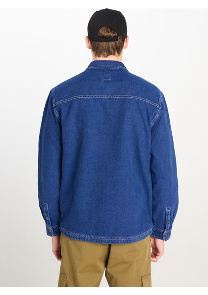 Şeffaf Erkek Relaxed Denim Gömlek L68D5556591 Renksiz Denim Gömlek