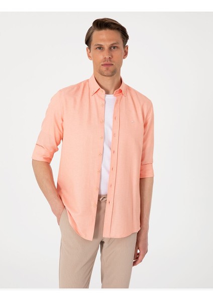 Pembe Slim Fit Uzun Kollu Gömlek
